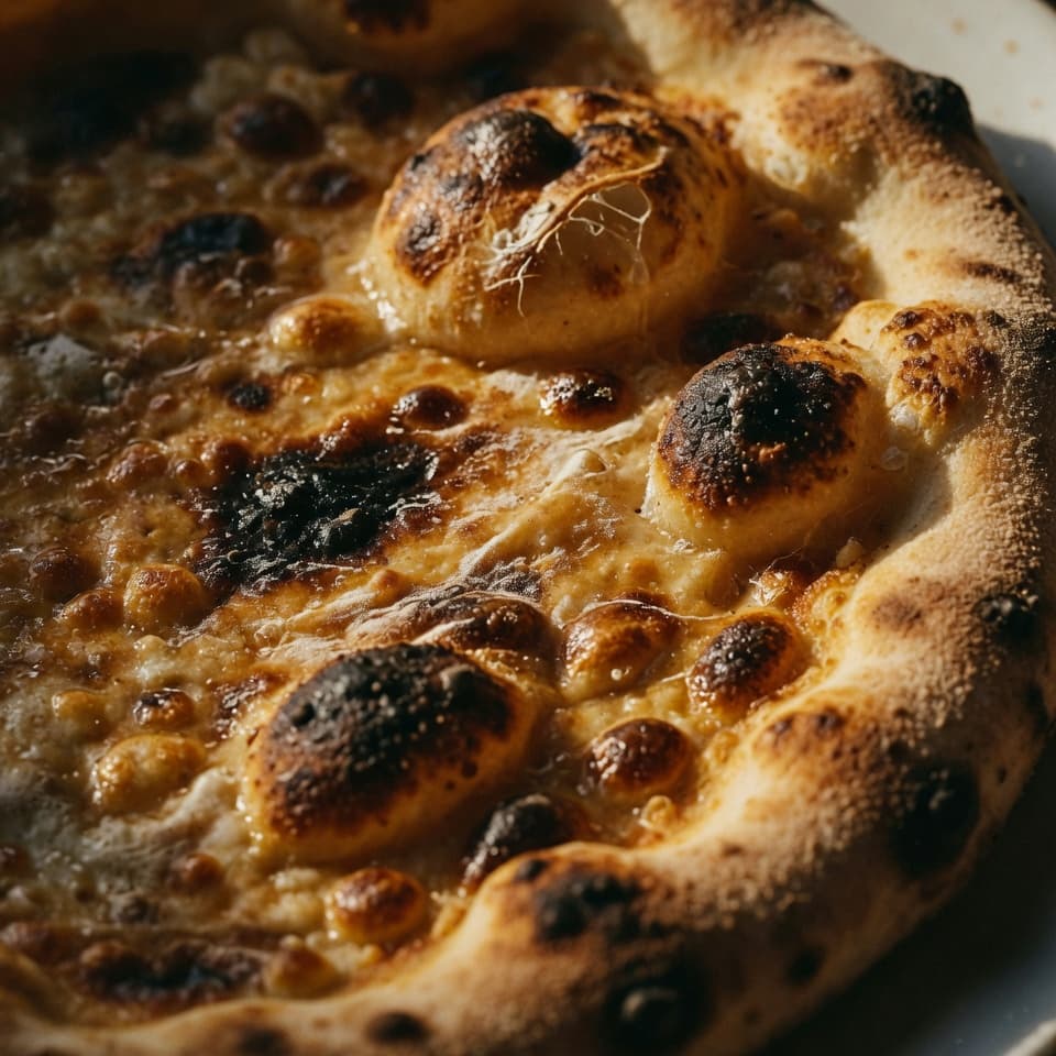 Macro van een Napolitaanse korst — luchtbellen en leopard-spotting.